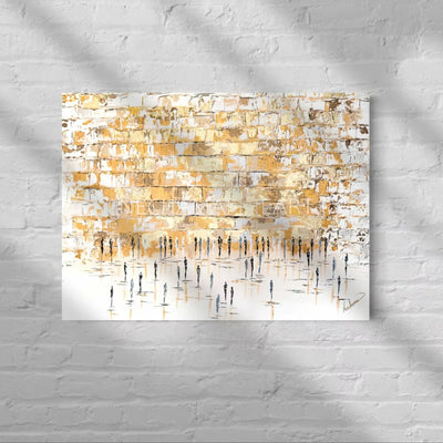 Sukkah Decorations with a painting of the western wall in gold