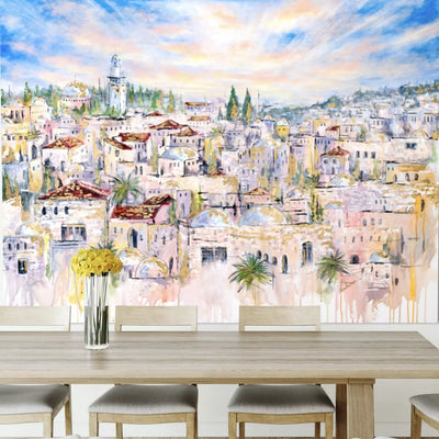 Image Of A Picture Of Jerusalem For Decorating The Sukkah Above Table